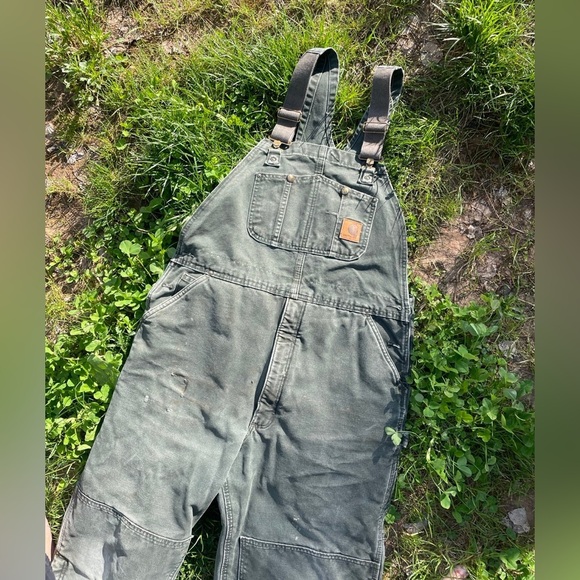 VERY RARE VTG Moss Green Carhartt Overalls - Picture 2 of 7